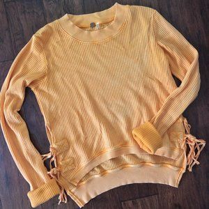 Free People Orange Side Tie Long Sleeve Thermal